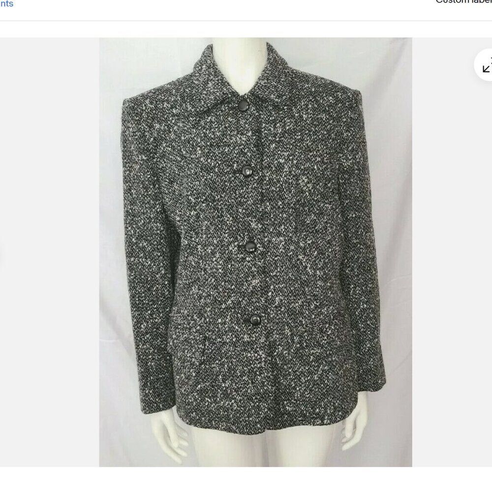 Bill Burns New York Wool Blend Jacket Blazer black Marled‎ Pockets Button Sz 10
